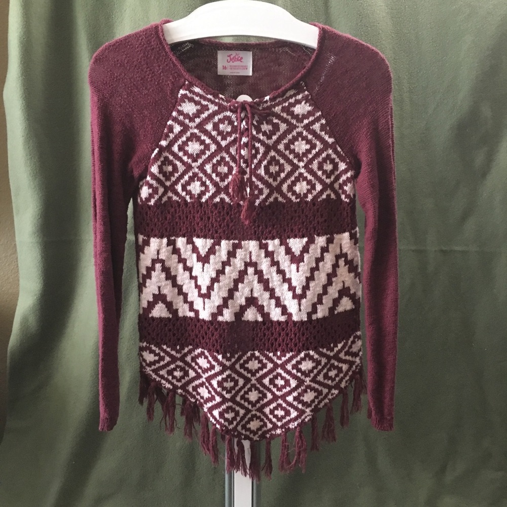 Maroon Justice Sweater. Size 16.